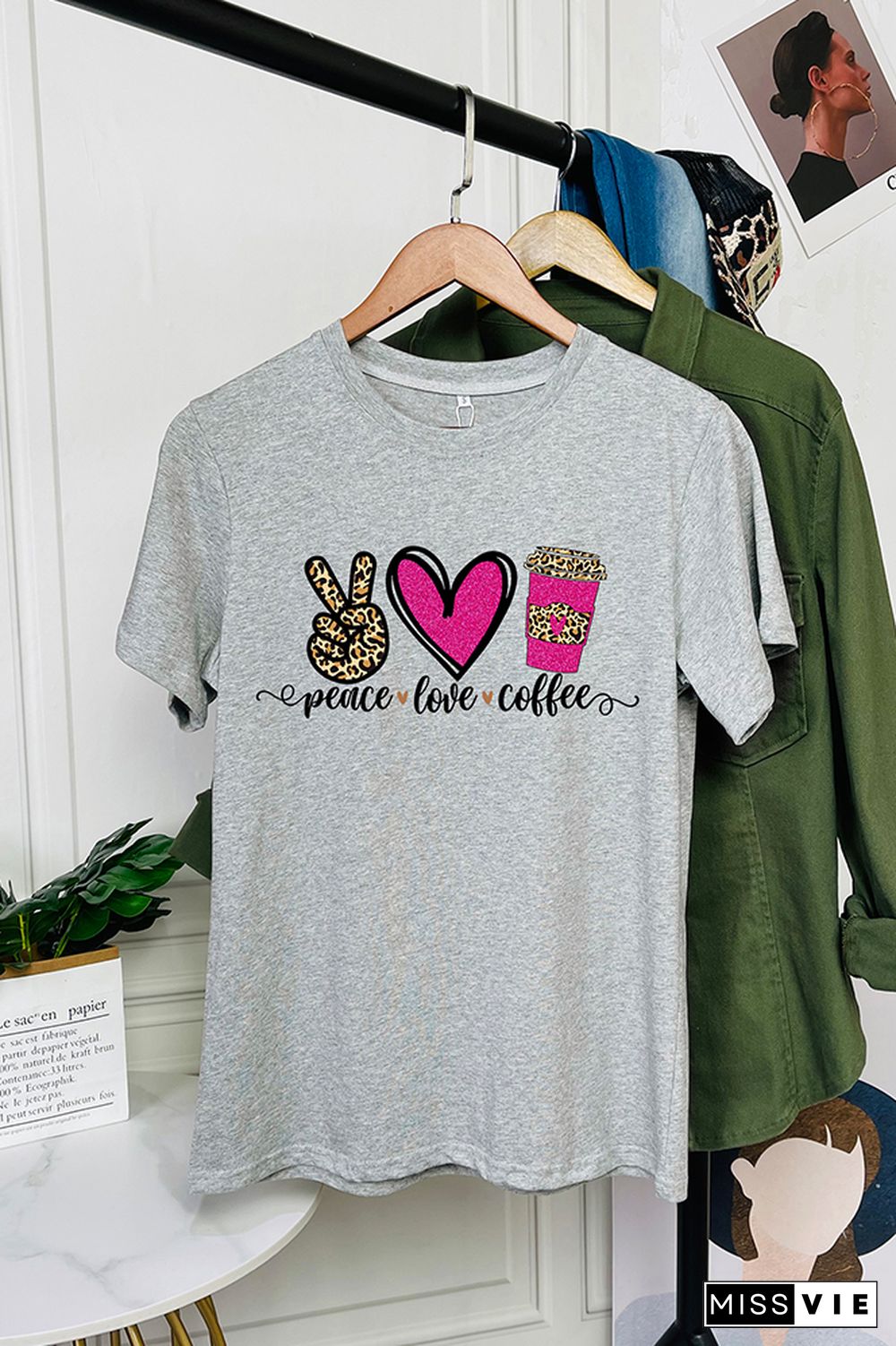 Peace Love Coffee Short Sleeve Graphic Tee Wholesale