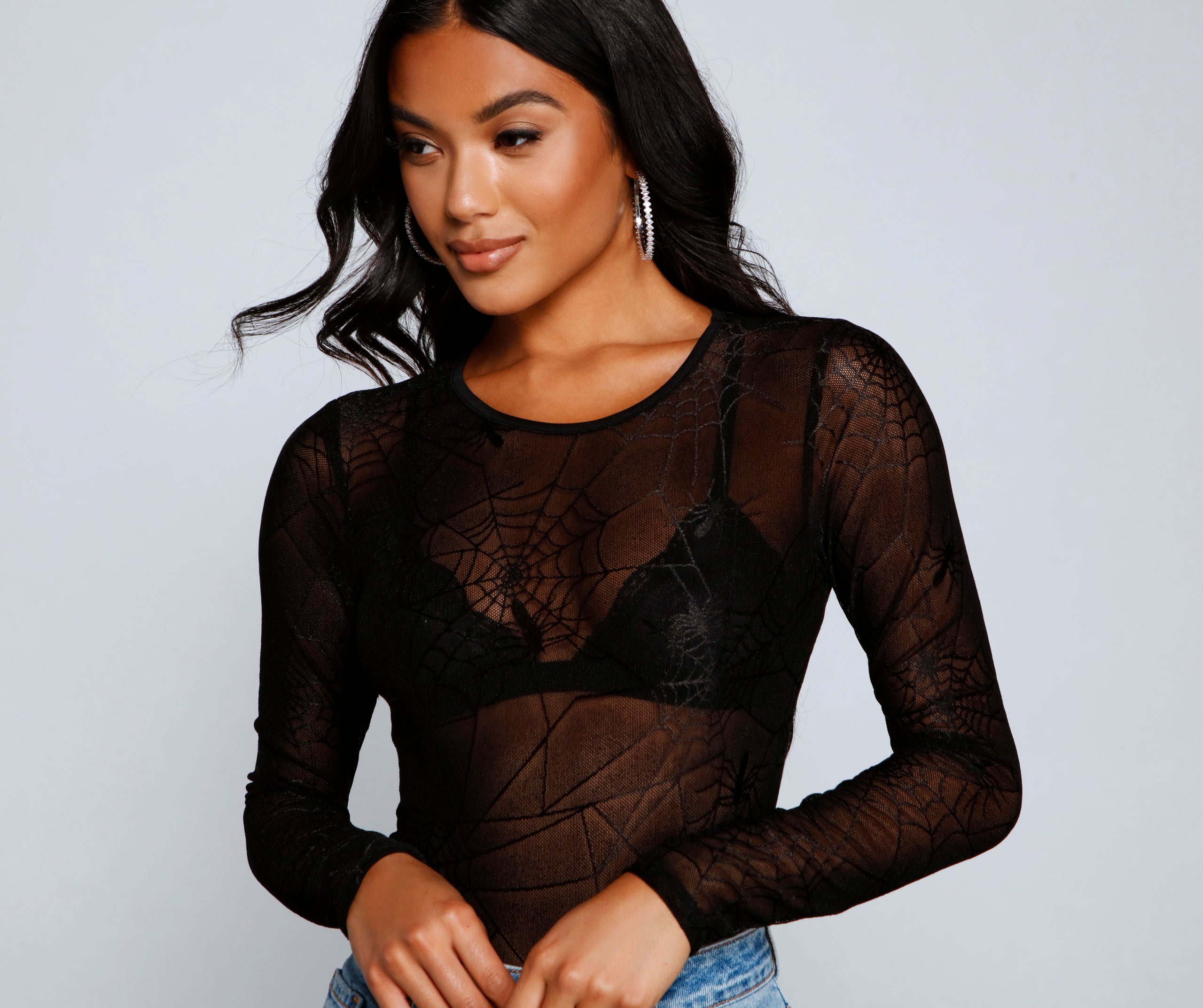 Chillingly Chic Sheer Mesh Bodysuit