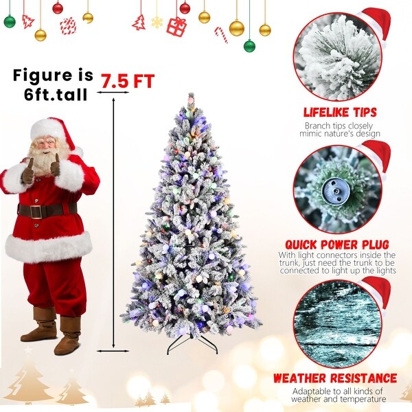 7.5/8FT Christmas Tree with LED Lights，Memory Wire and Easy Power Technology