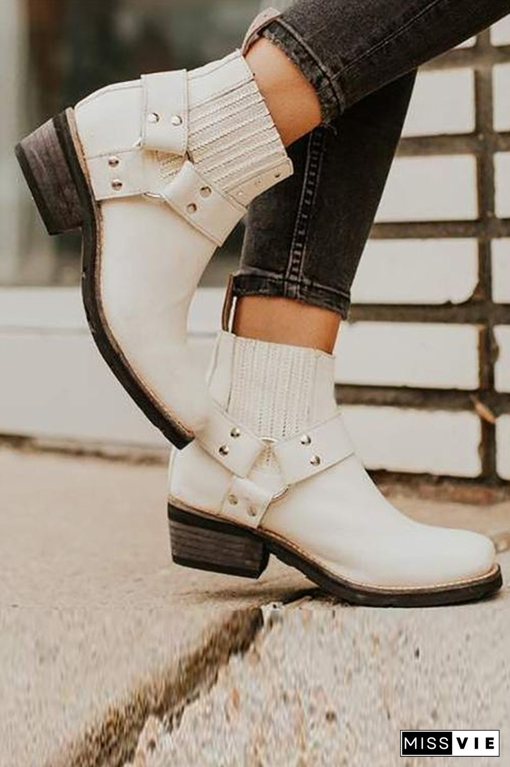 Low Heel Slip On Ankle Boots