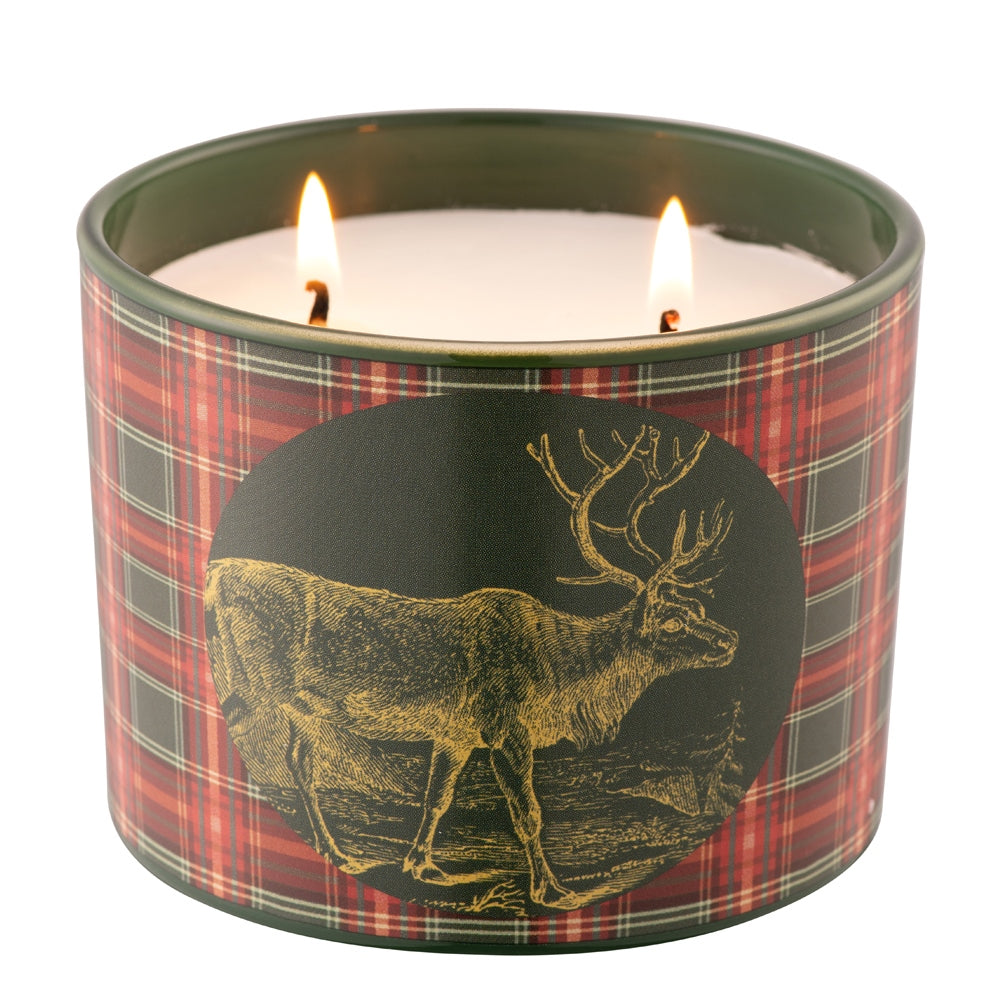 Aynsley Tartan Reindeer Candle - Teakwood & Fir