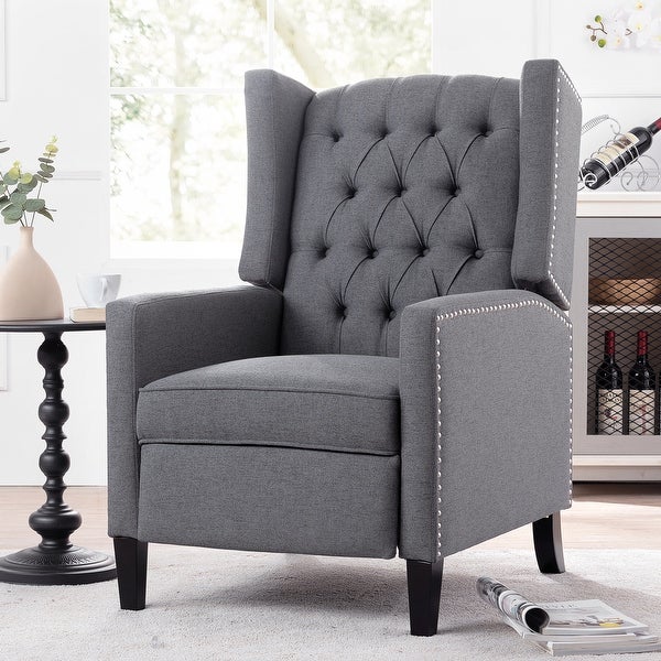 Manual Wing Upholstered Accent Chair Armchair with Tufted Back - 27