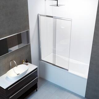 AE Barbados 39-38 in. x 55-18 in. Framed Sliding and Pivoting Bathtub Door in Polished Chrome without Handle 240195