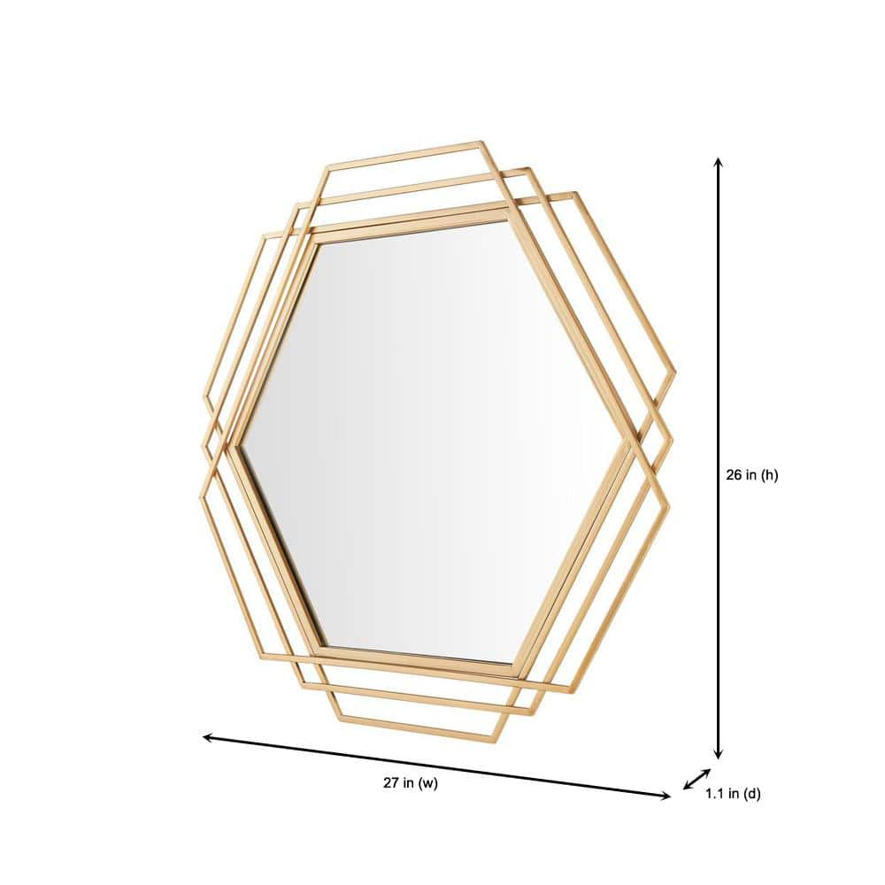 StyleWell Medium Hexagonal Gold Modern Accent Mirror (26 in. H x 27 in. W) 18MJ2374