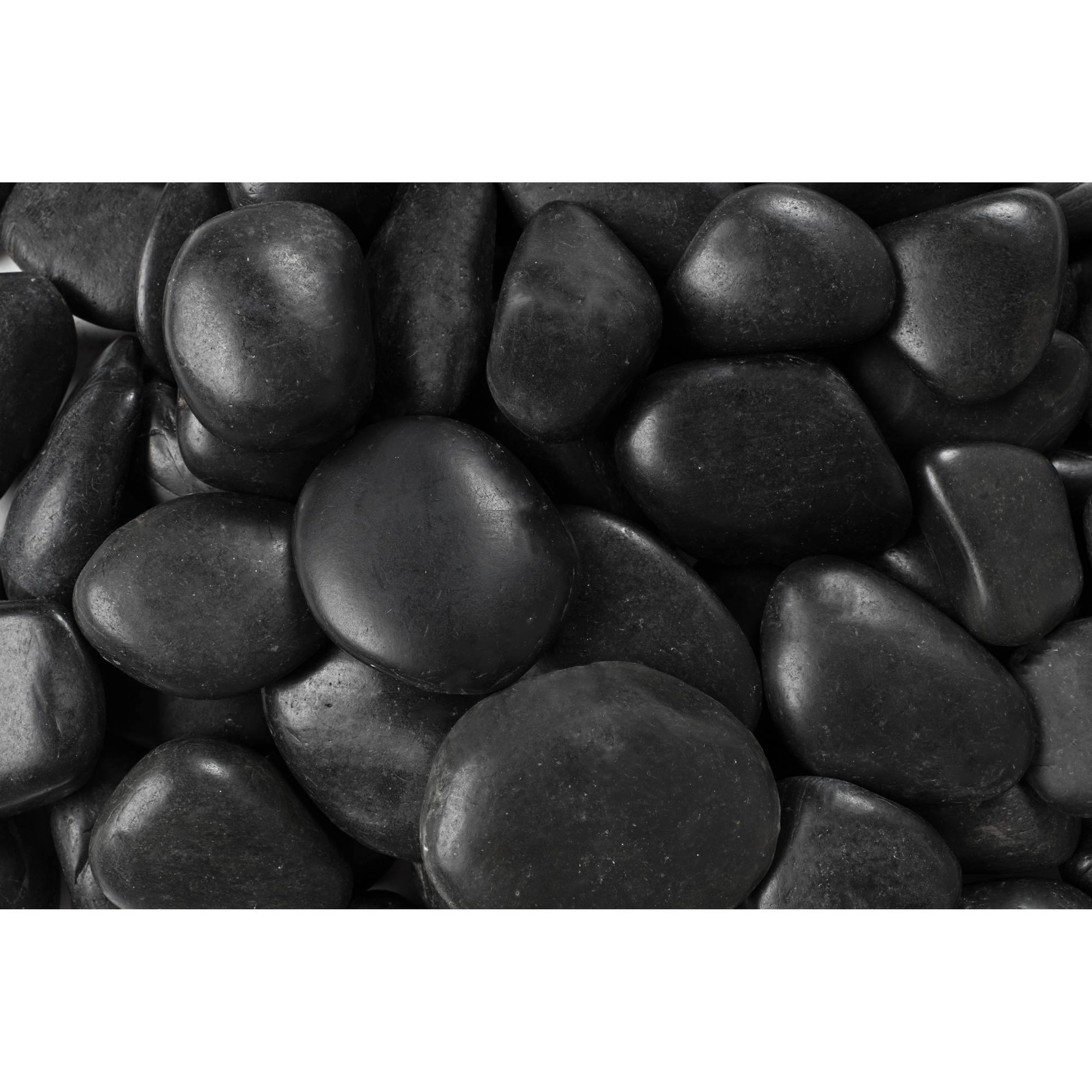 Rainforest, Outdoor Decorative Stone, Polished Pebbles, Black, 2-3", 2200lbs.