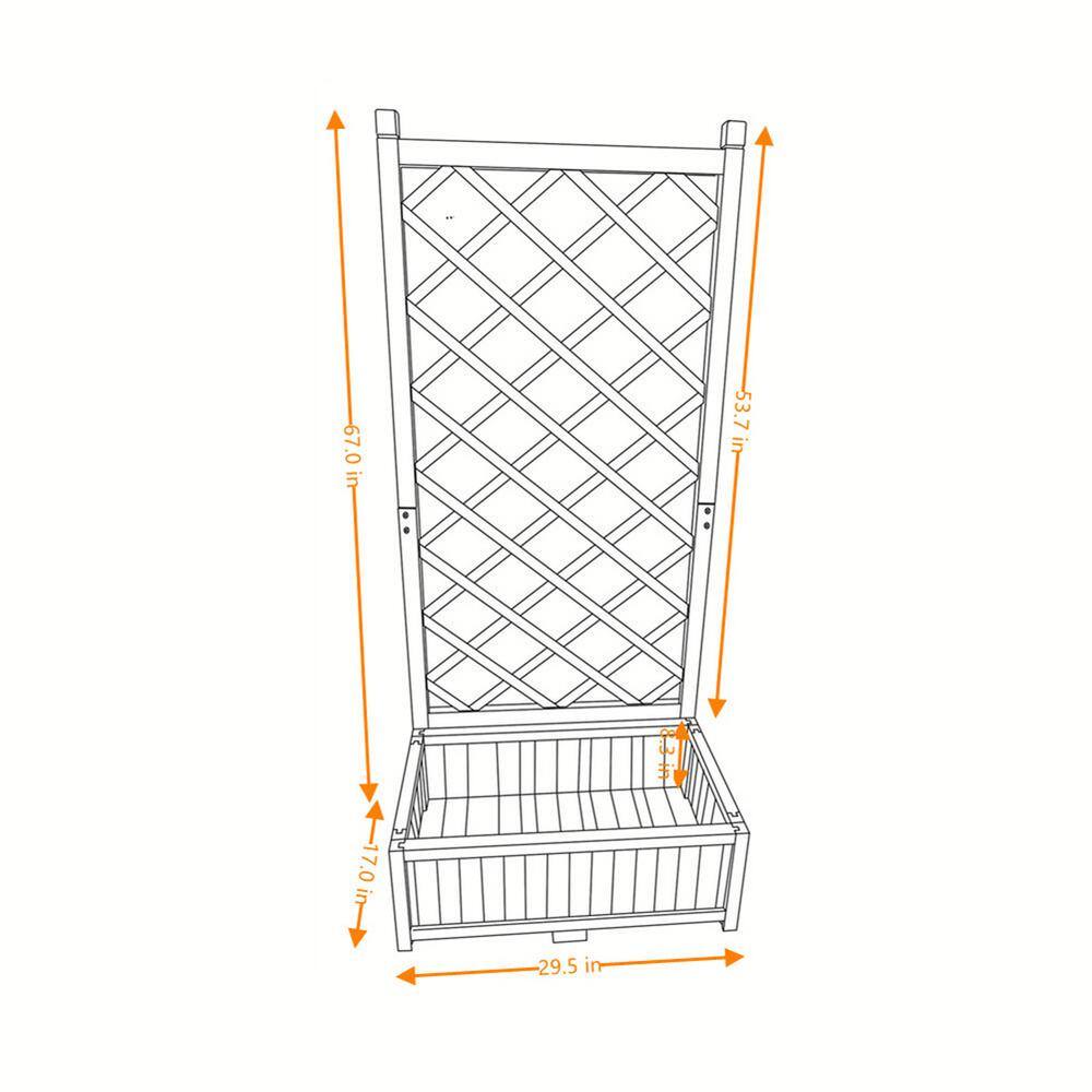 Anraja 67 in. Wood Brown Planter Box with Trellis Outdoor for Plants KD-68BB