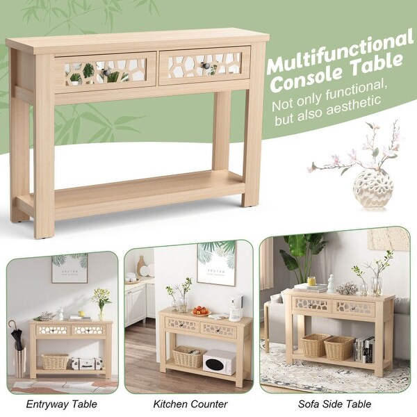 2-Tier Console Table with Drawers and Open Storage Shelf - 46.5