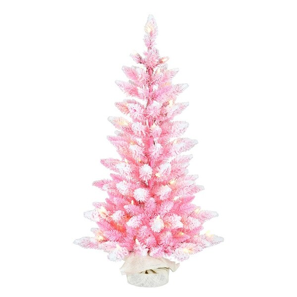 Kurt Adler 3Foot Prelit LED Flocked Pink Slim Tree