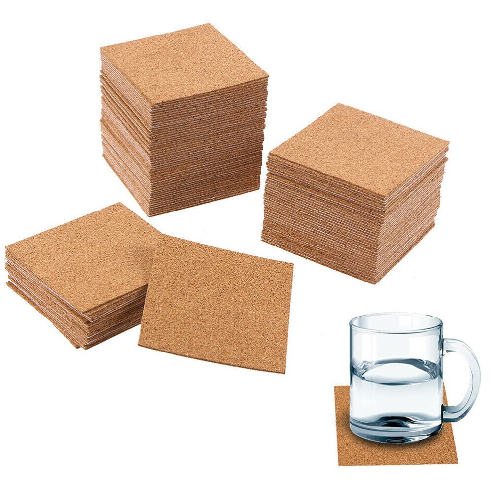 QIFEI 50Pcs Self Adhesive Cork Squares， Strong Cork Adhesive Sheets， Reusable Cork Board Cork Backing Sheets， Mini Wall Cork Tiles Mat for Coasters and DIY Crafts Brown