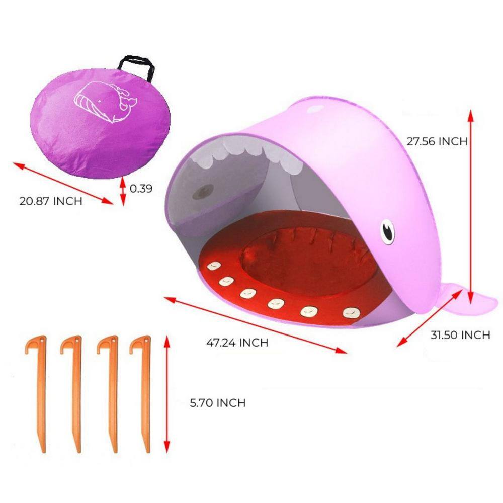 Aoibox 1-Person Pink Shark Cute Babies Beach Tent Holiday Shade Splash Tent for Babies HDDB1343