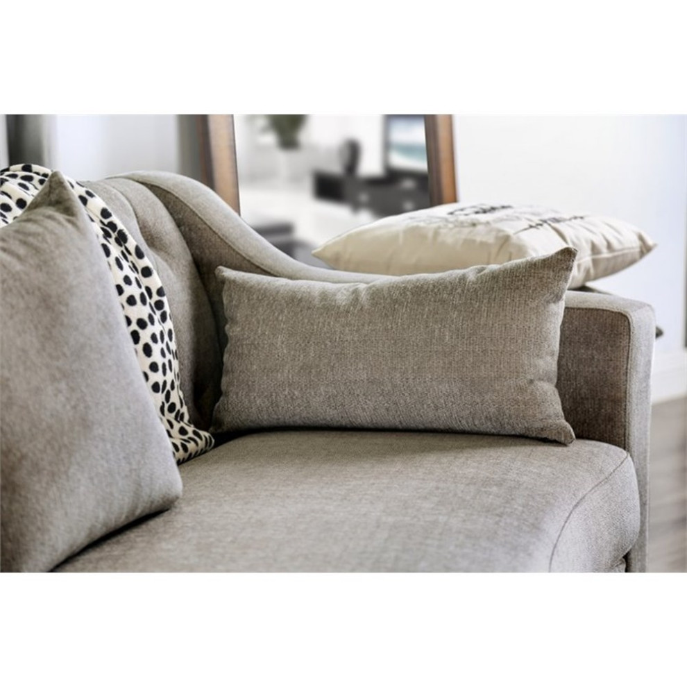 Bowery Hill Contemporary Soft Linen Fabric Sectional in Warm Gray   Transitional   Sectional Sofas   by Homesquare  Houzz