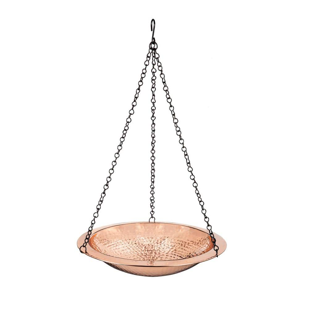 Evergreen Copper Plated Hammered Hanging Birdbath 2GB7033