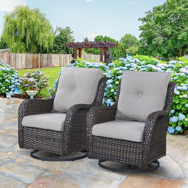 Pocassy 5Piece Outdoor Furniture Set，Swivel chairs with Ottomans