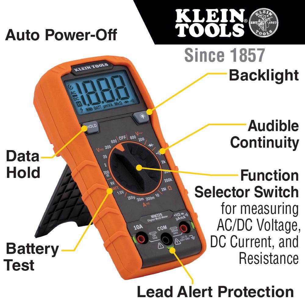 Klein Tools 600-Volt Digital Multi-Meter Manual-Ranging MM325