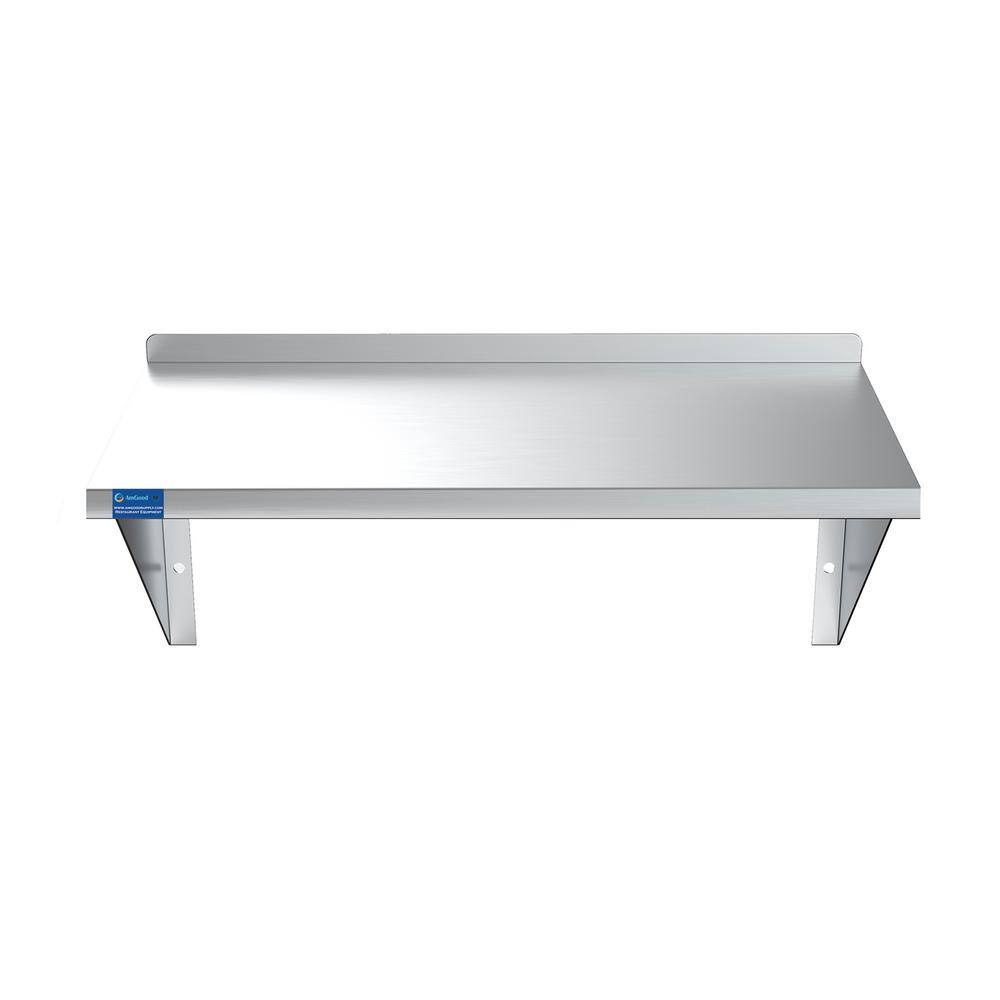 AMGOOD 18 in. W x 30 in. D Stainless Steel Wall Shelf Square Edge. Kitchen Restaurant Garage Laundry Decorative Wall Shelf AMG WS-SQ-1830