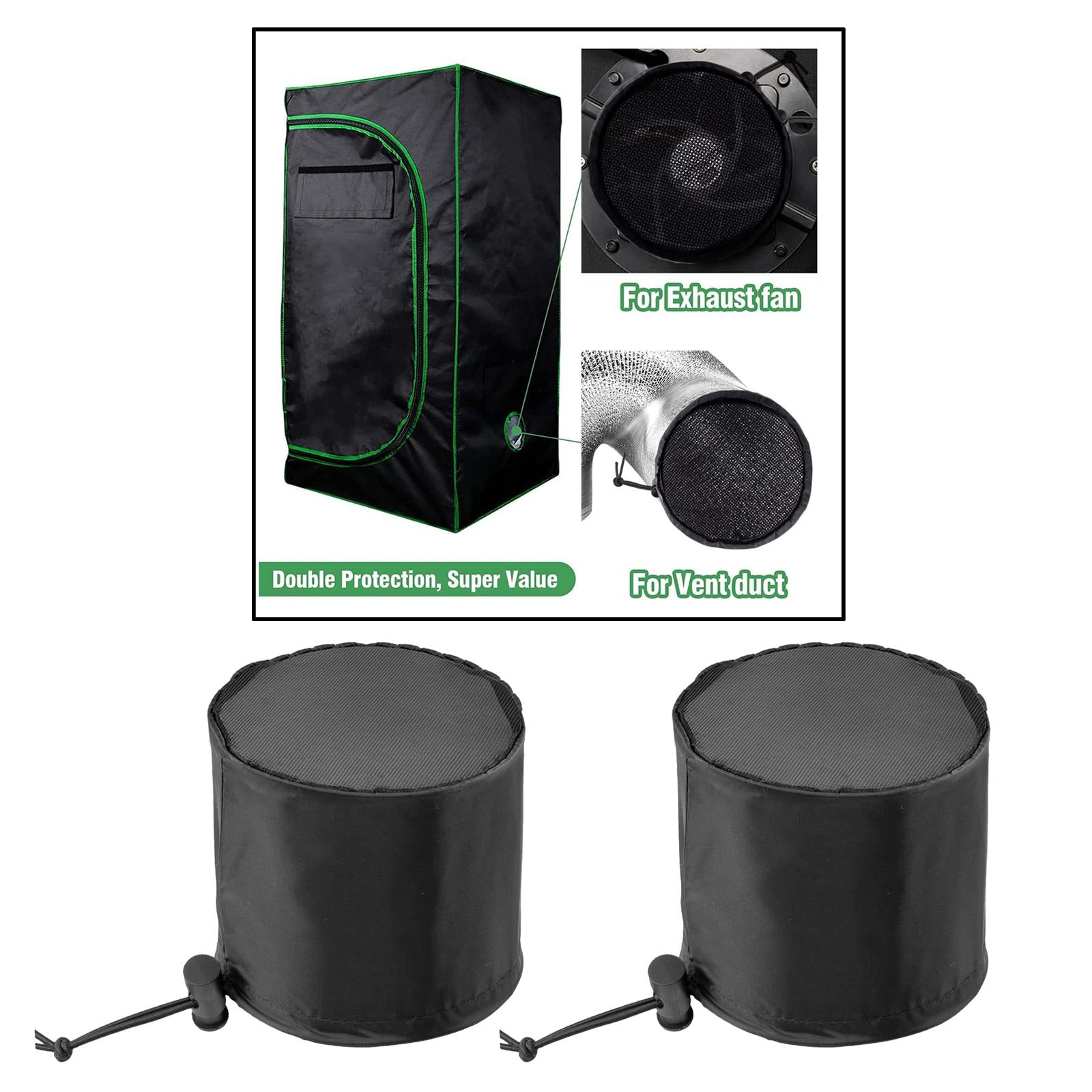 2x Grow Tents Accs with Elastic Band Dustproof Duct Cover Dryer for th Indoor 8inch Black