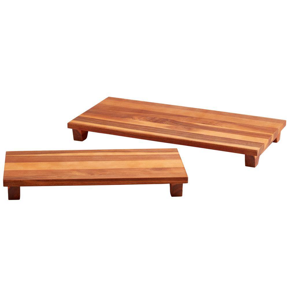 Denmark 19.75 in. Rectangular Brown Acacia Wood Cheese Platter with Legs TTU-J7311-EC