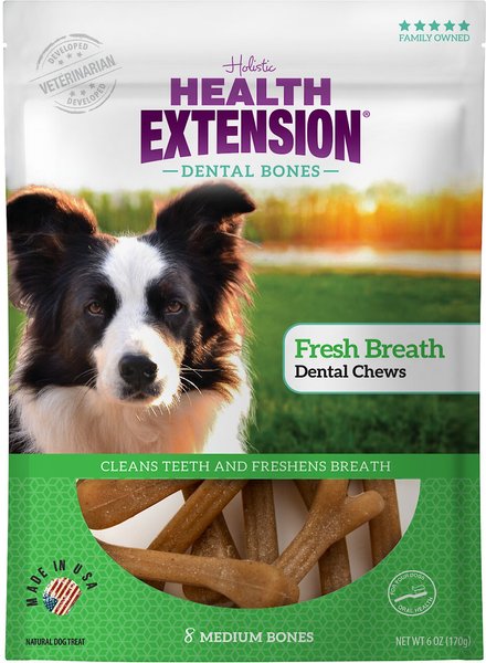 Health Extension Fresh Breath Mint Flavored Dental Dog Treats， Medium