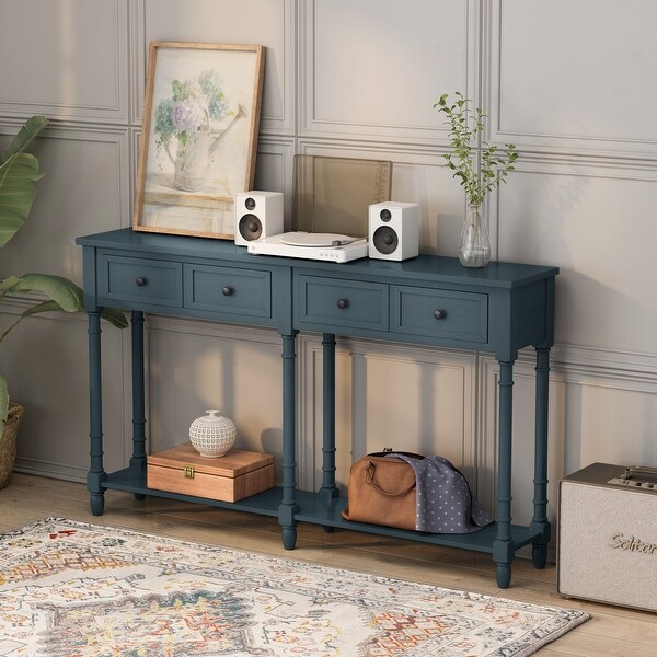 Console Table Sofa Table Easy Assembly with Two Storage Drawers