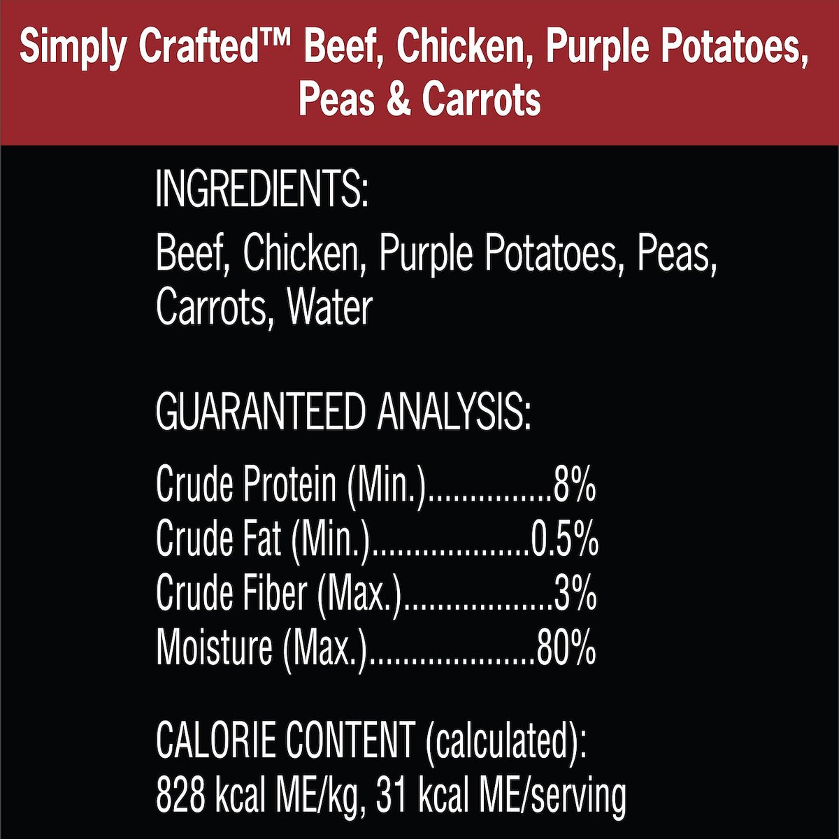 Cesar Simply Crafted Variety Pack Chicken， Carrots and Green Beans and Beef， Chicken， Purple Potatoes， Peas and Carrots Wet Dog Food Topper， 1.3-oz can， 16 count