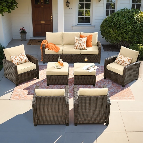 XIZZI Patio Rattan Wicker Furniture Conversation Set