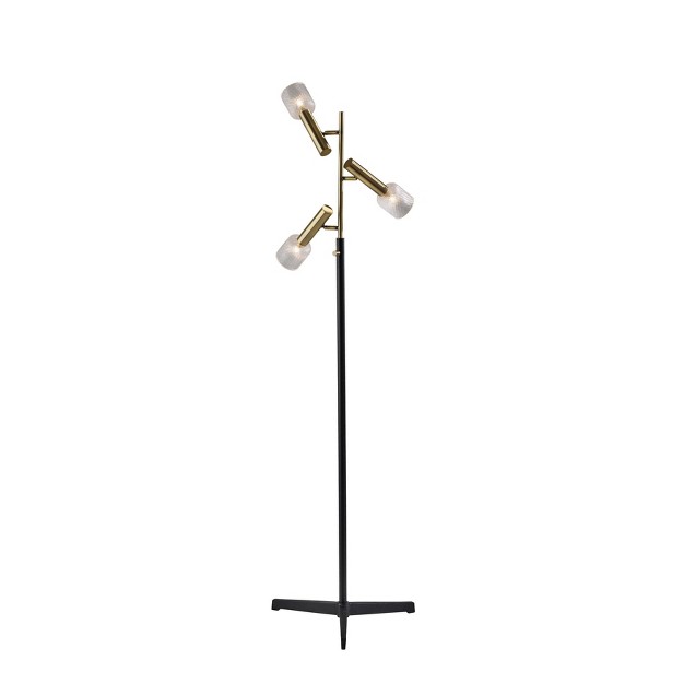 Melvin Antique Brass Floor Lamp includes Led Light Bulb Black Adesso