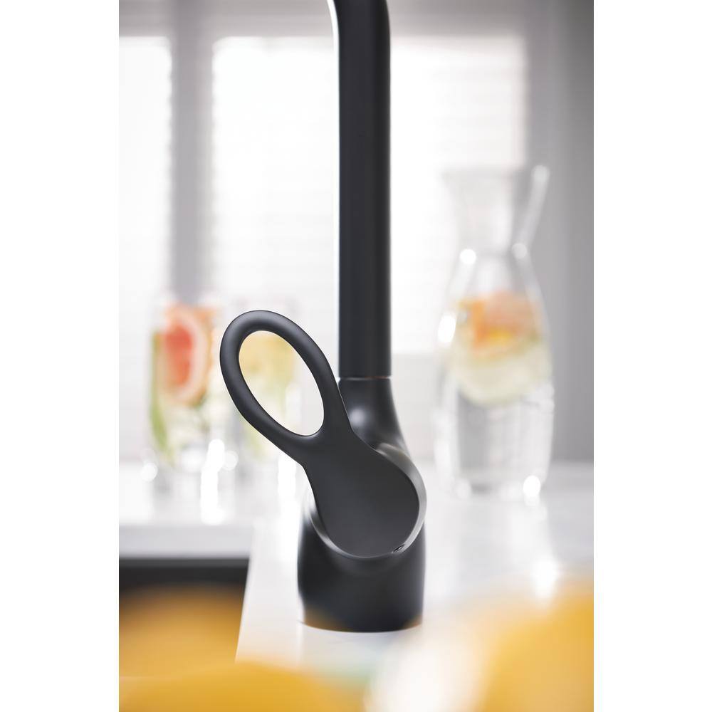 MOEN Kleo Single-Handle Pull-Down Sprayer Kitchen Faucet with Reflex and Power Clean in Matte Black CA87011BL