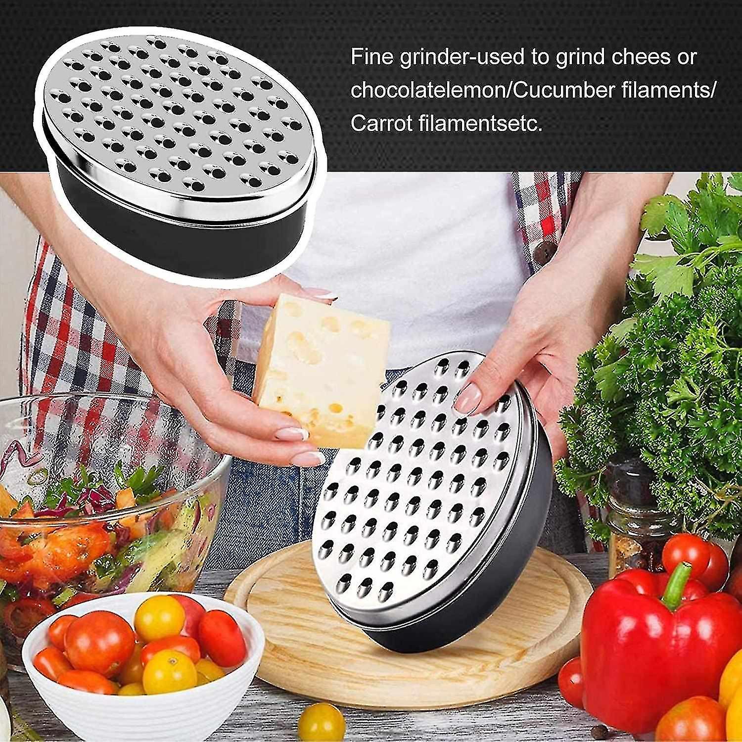 Cheese Disc With Container， Grater For The Kitchen With 2 Sizes， For Shredded Gift