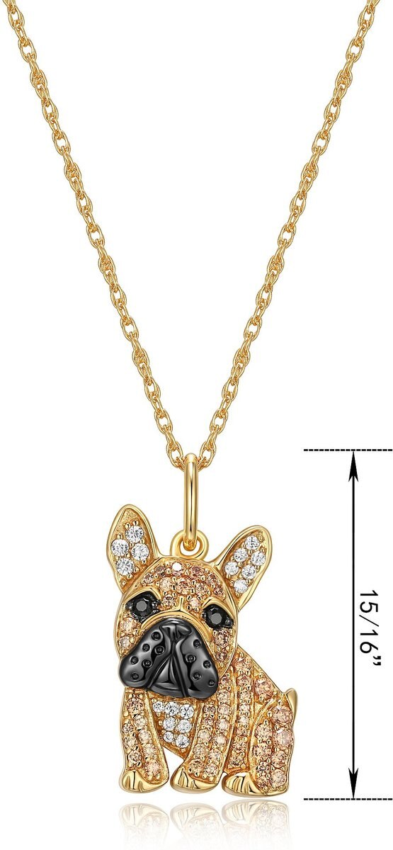 Scamper and Co 18K Yellow Gold Plated Sterling Silver French Bulldog Pendant Necklace