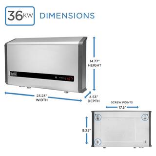 BLACK+DECKER 36 kW 6.2 GPM Residential Electric Tankless Water Heater Ideal for 4 Bedroom Home Up to 8 Simultaneous Applications BD-36HD