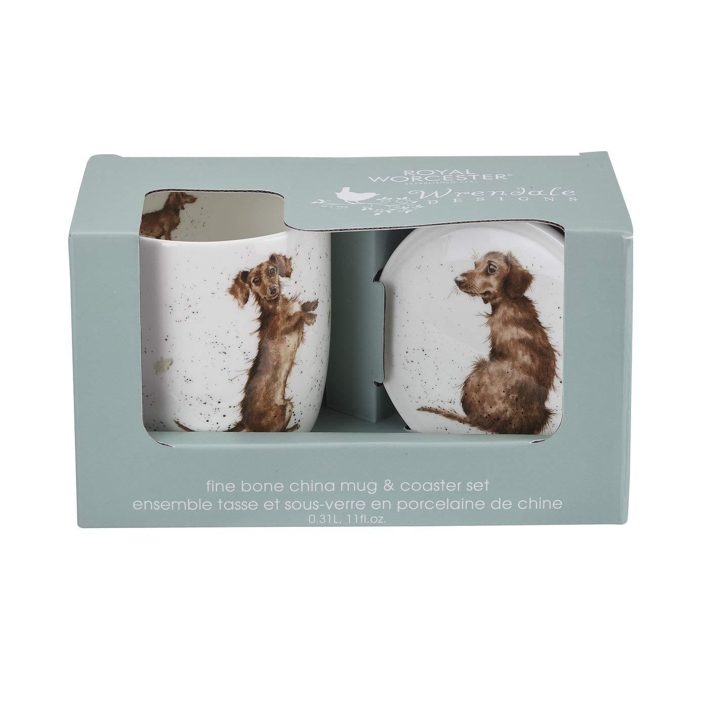 Royal Worcester Wrendale Designs Hello Sausage Mug and Coaster Set