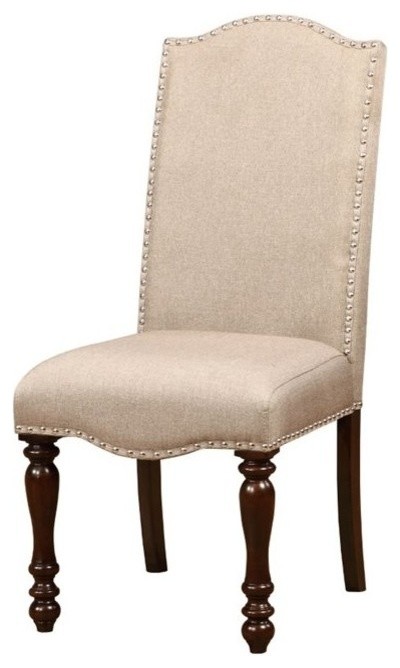 Bowery Hill 41 quotTransitional Fabric Dining Chair in Beige (Set of 2)   Traditional   Dining Chairs   by Homesquare  Houzz