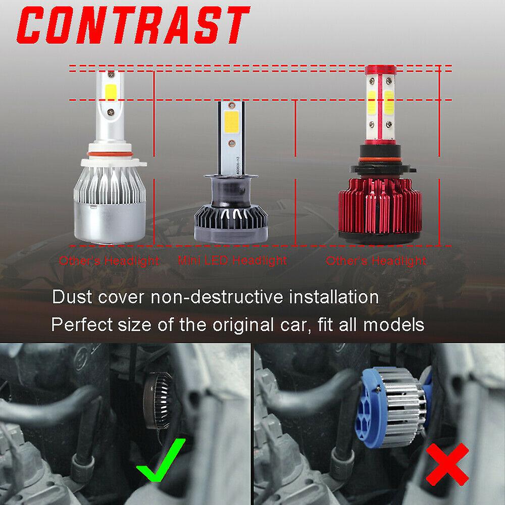 H3 White 6000k Led Headlight Bulbs Fog Beam For Dodge Avenger Caravan 1995-2000