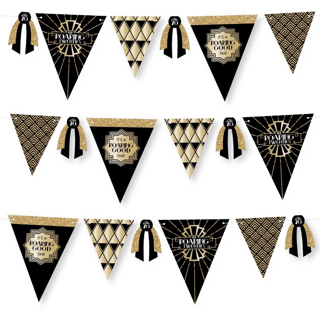 Big Dot Of Happiness Roaring 20 x27 s Diy 1920s Art Deco Jazz Party Pennant Garland Decoration Triangle Banner 30 Pieces