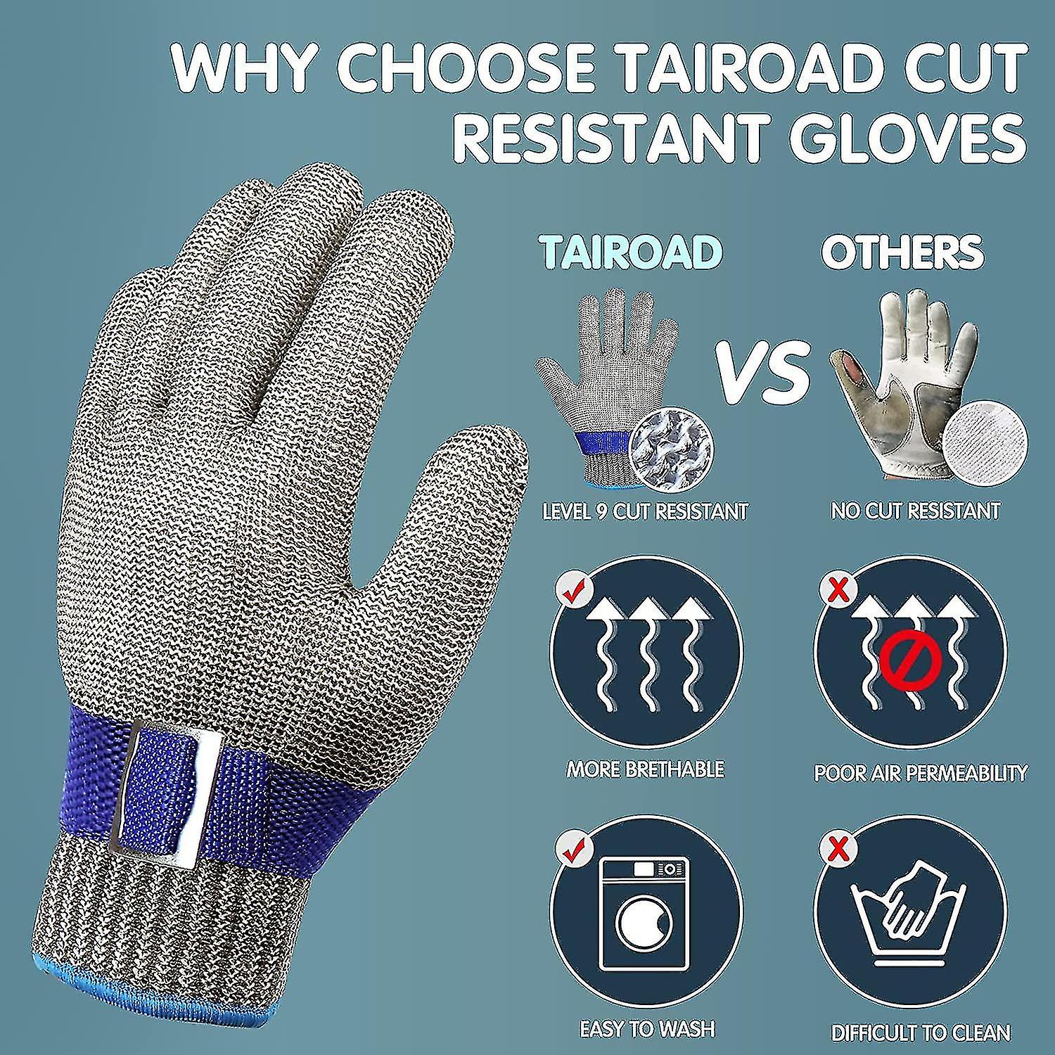 Cut-resistant Gloves Stainless Steel Grade 5 Anti-cut And Wear-resistant Steel Wire Gloves