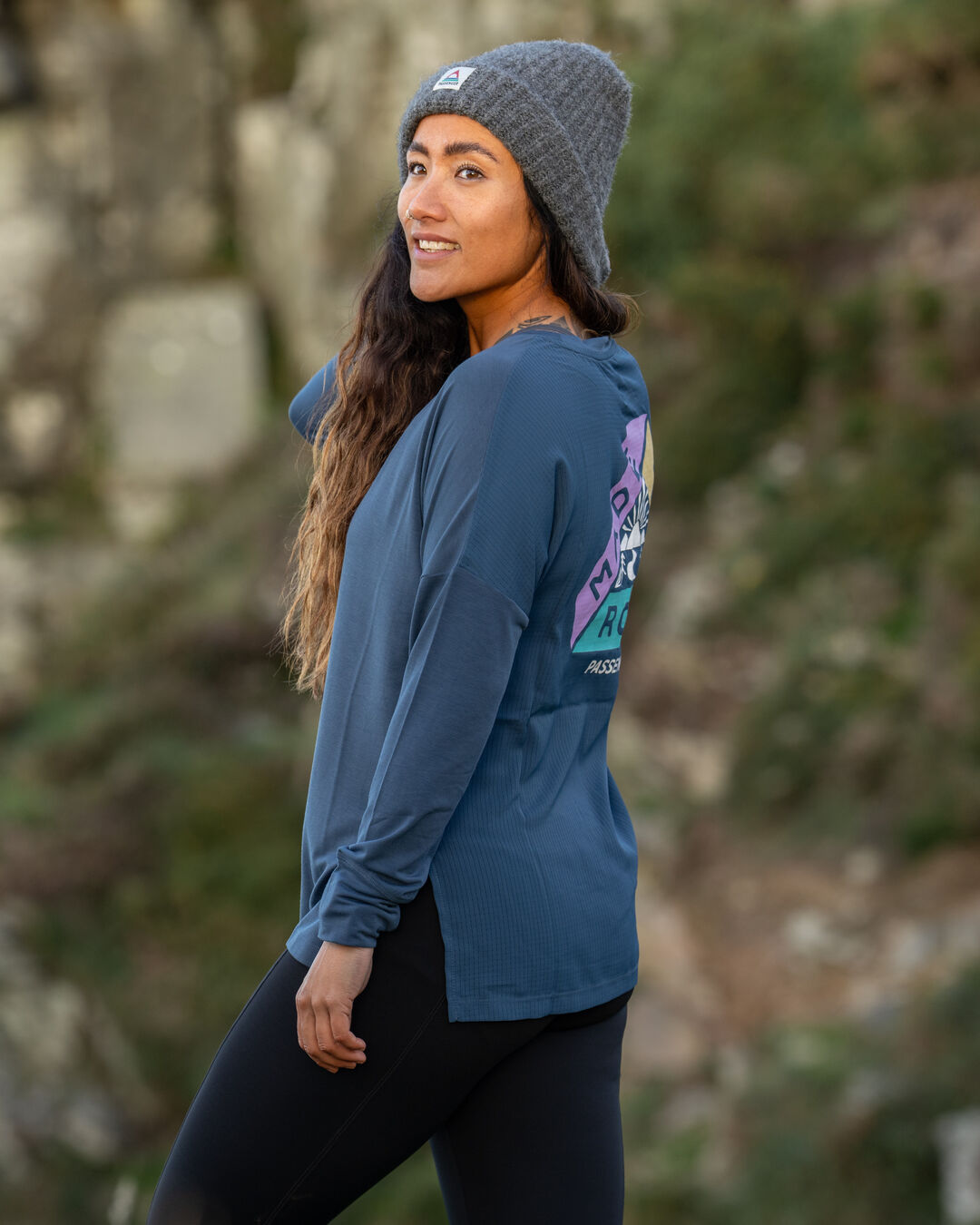 Lotus Recycled Active LS Top - Dark Denim