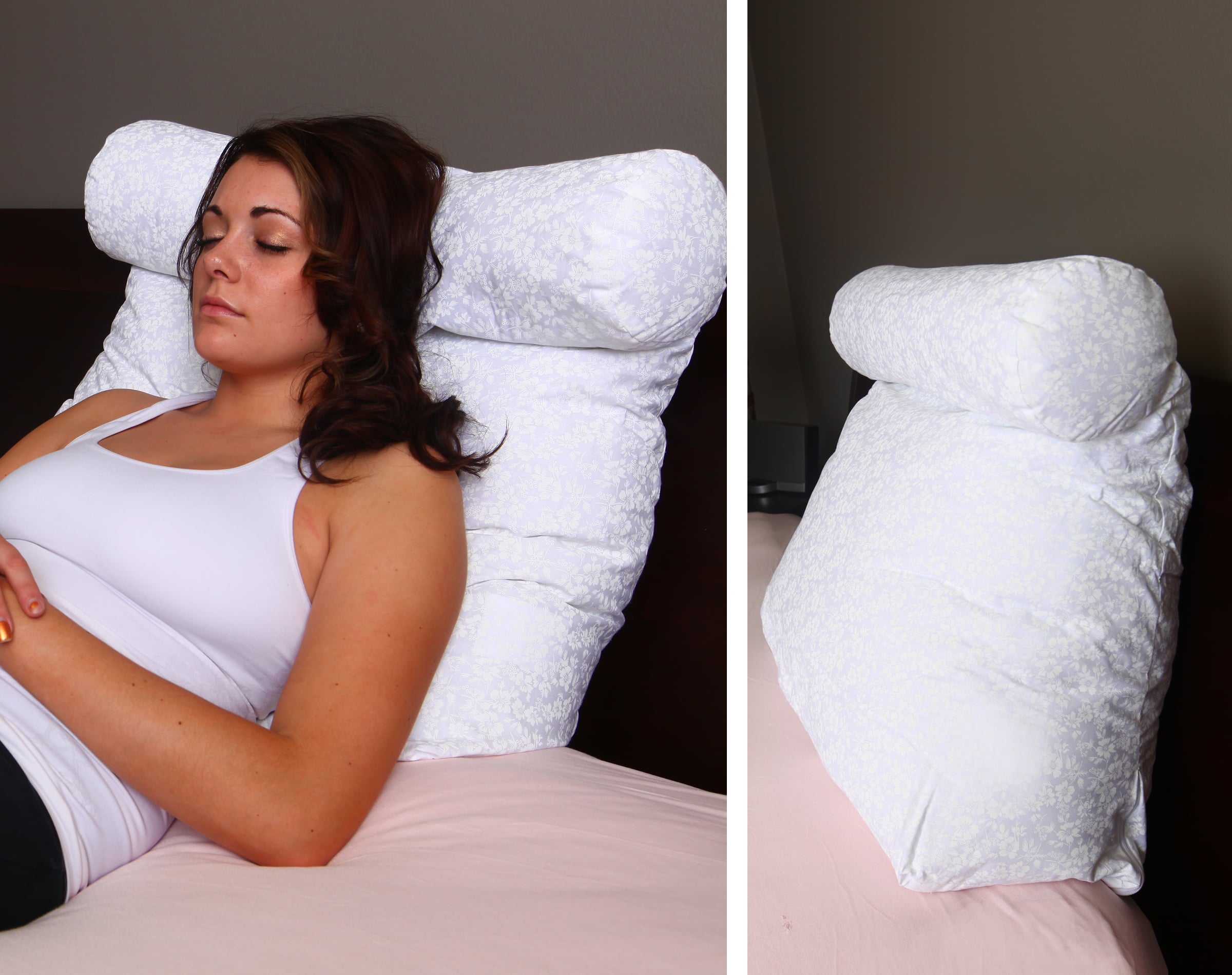 DeluxeComfort Relax In Bed pillow - Best Lounger Support Pillows with Neck Roll for Reading or Bed Rest