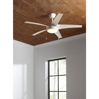 Home Decorators Collection Windward 52 in. Integrated LED IndoorOutdoor Matte White Ceiling Fan with Light Kit 51662