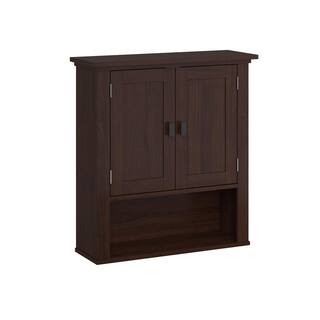 RiverRidge Home Hayward 24.5 in. H 7.88 in. D x 22.81 in. W Two-Door Bathroom Wall Cabinet in a Dark Woodgrain Veneer Finish 06-176