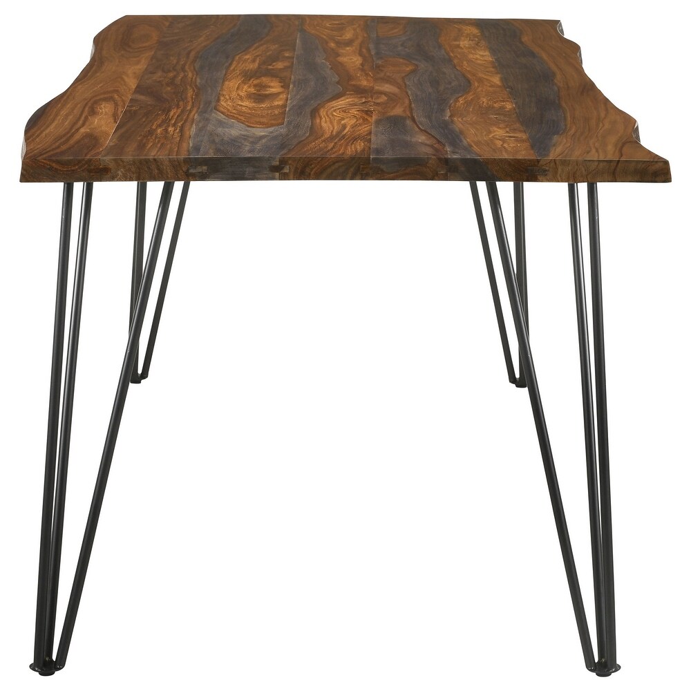 Coaster Furniture Neve Live edge Dining Table with Hairpin Legs Sheesham Grey and Gunmetal   80.00'' x 37.00'' x 30.00''