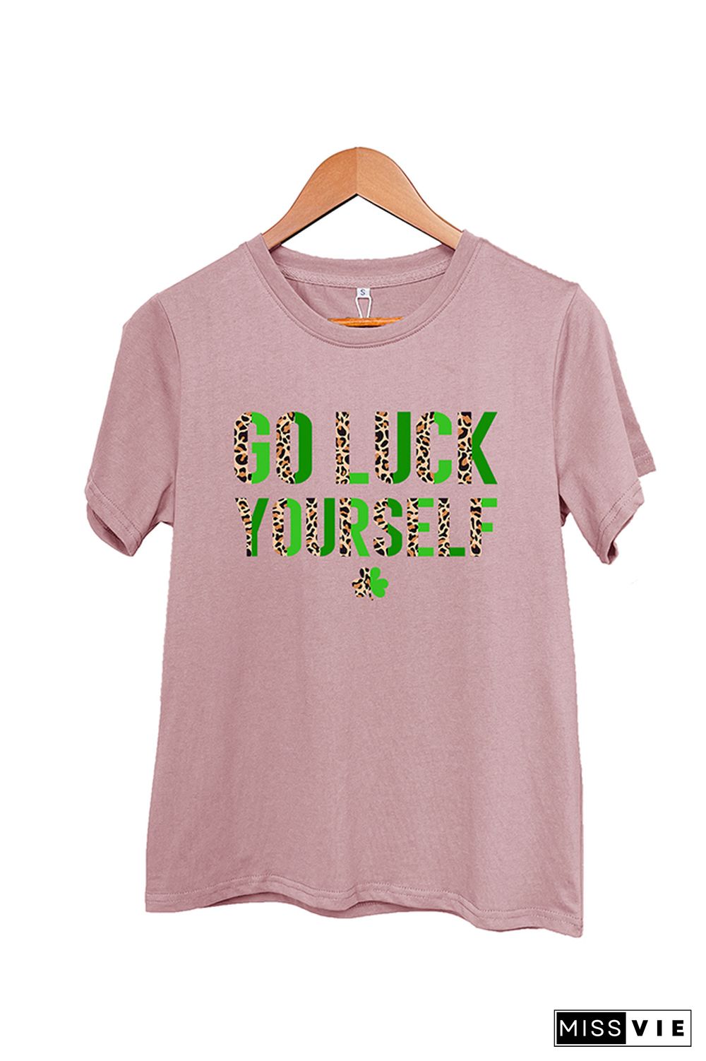 Go Luck Yourself Print Short Sleeve Graphic Tee Wholesale