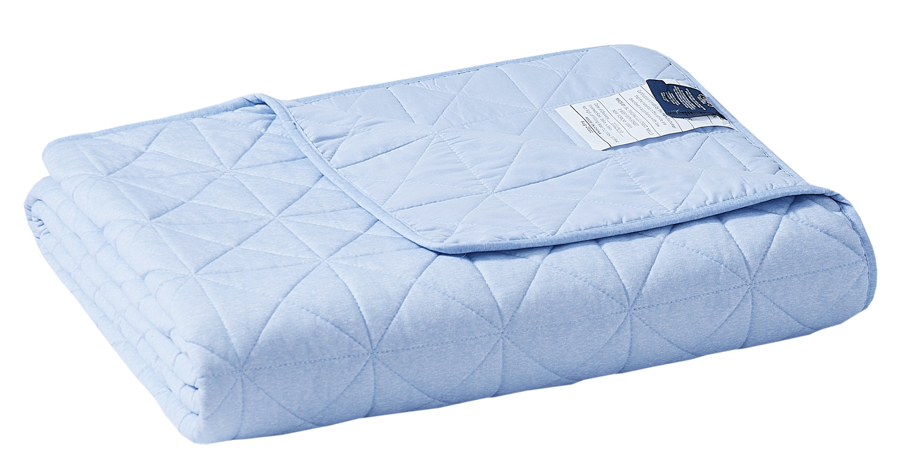 Chaps 3-Piece Jersey Knit Microfiber Quilt and Sham Set - Solid Coverlet Comforter - Blue - Size King 86 x 102