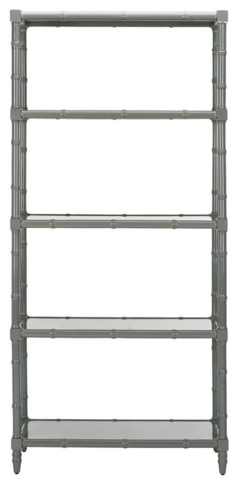 Shem Modern Coastal 4 Tier Etagere/ Bookcase Grey   Modern   Bookcases   by Virgil Stanis Design  Houzz