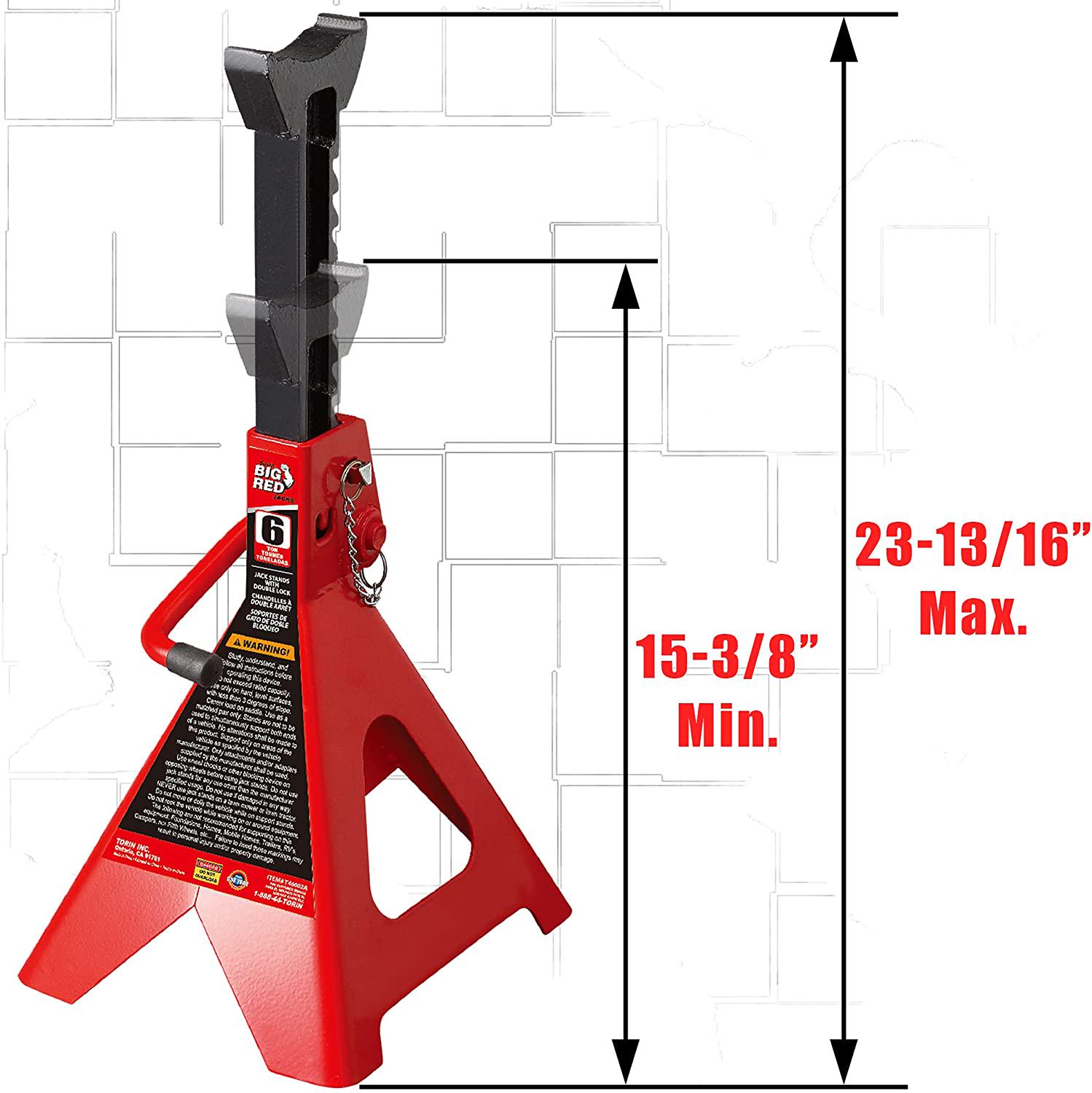 Torin BIGRED DT46002A 6 Ton Jack Stands: Double Locking，1 Pair