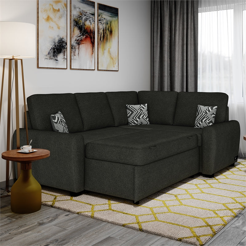 Serta Sicily Dream Lift Convertible Sofa in Charcoal Gray Fabric