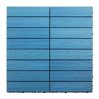 NewTechWood UltraShield Naturale 1 ft. x 1 ft. Quick Deck Outdoor Composite Deck Tile Sample in Caribbean Blue US-QD-ZX-SB-S