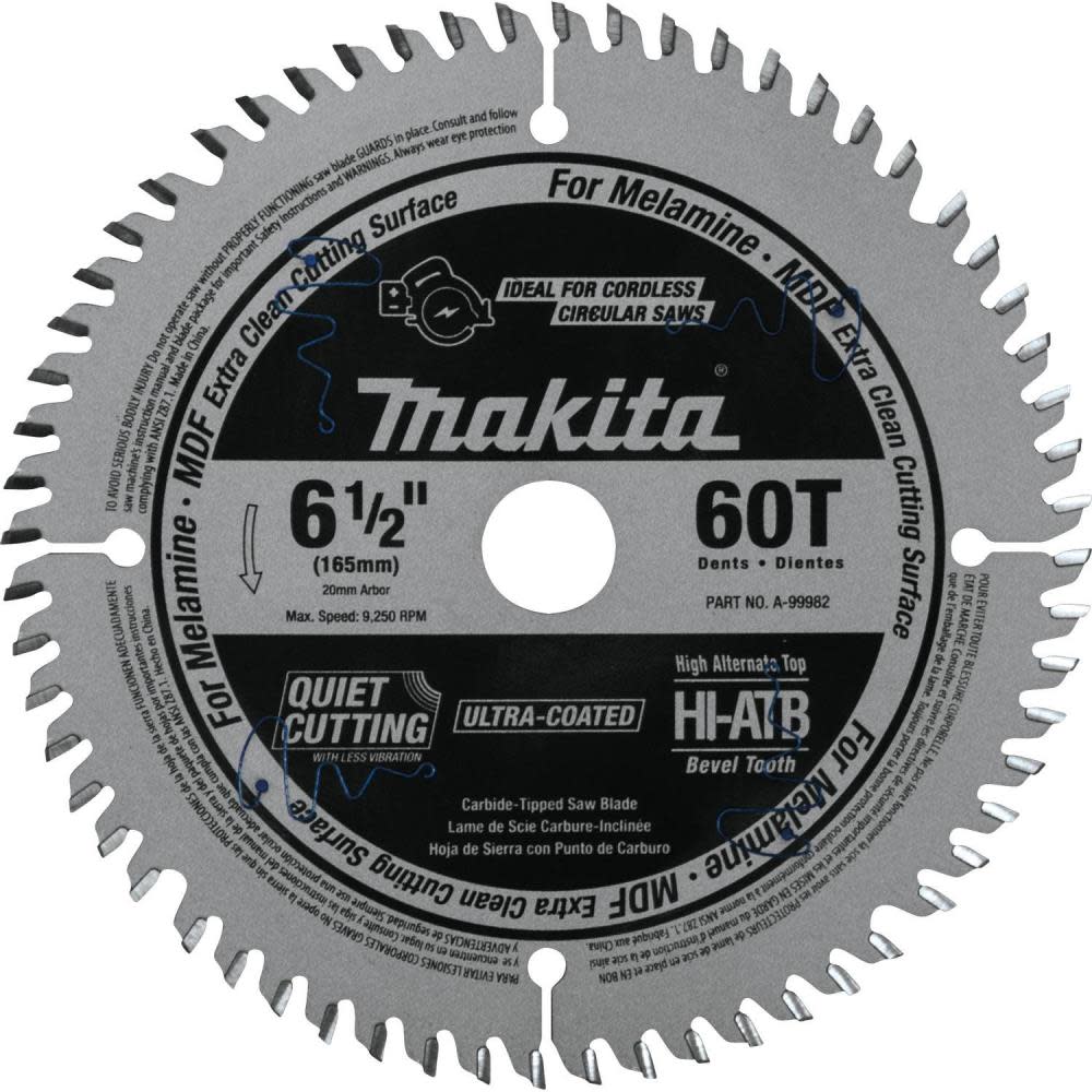 6-1/2 60T (ATB) Carbide-Tipped Cordless Plunge Saw Blade