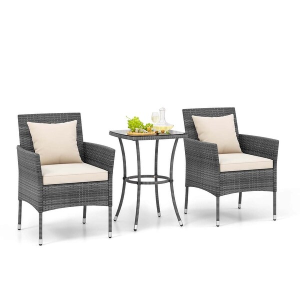 Costway 3 PCS Patio Furniture Set with Cushioned Patio Chairs and