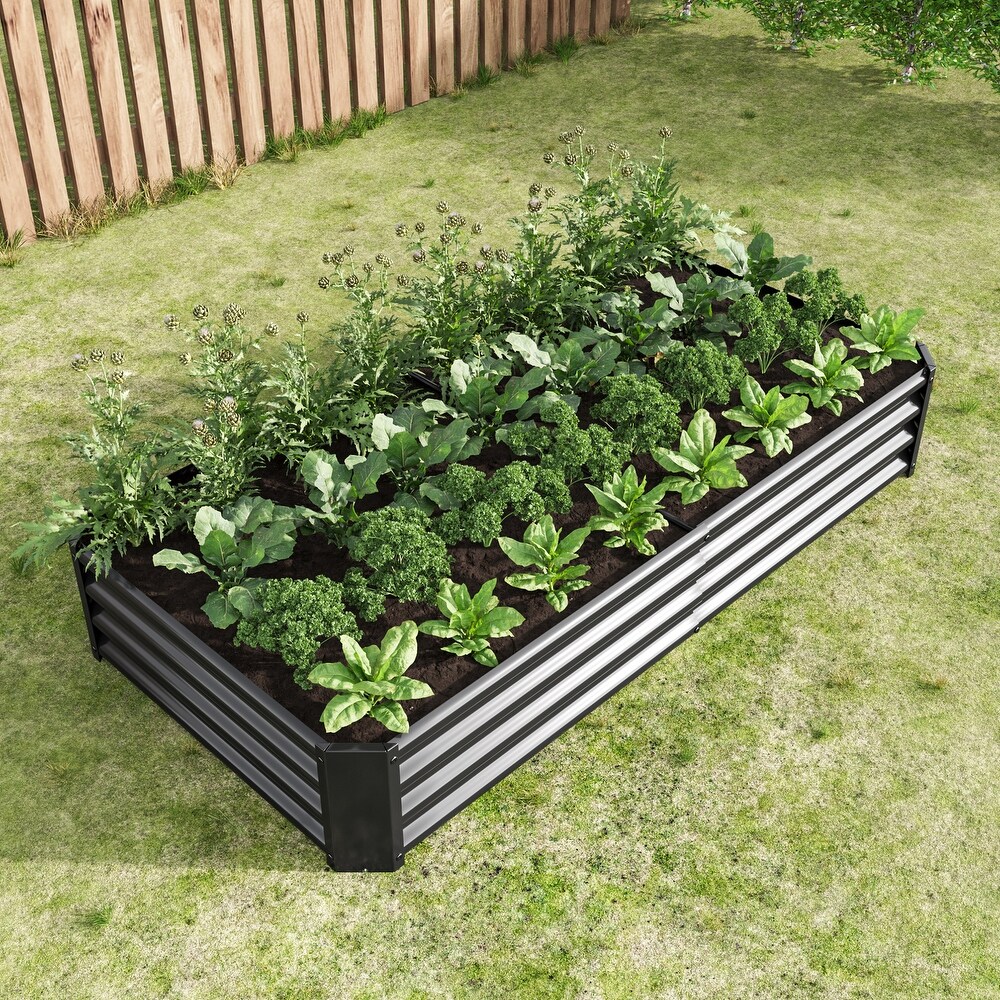 6×3×1ft Metal Raised Rectangle Planter Beds for Plants  Vegetables and Flowers