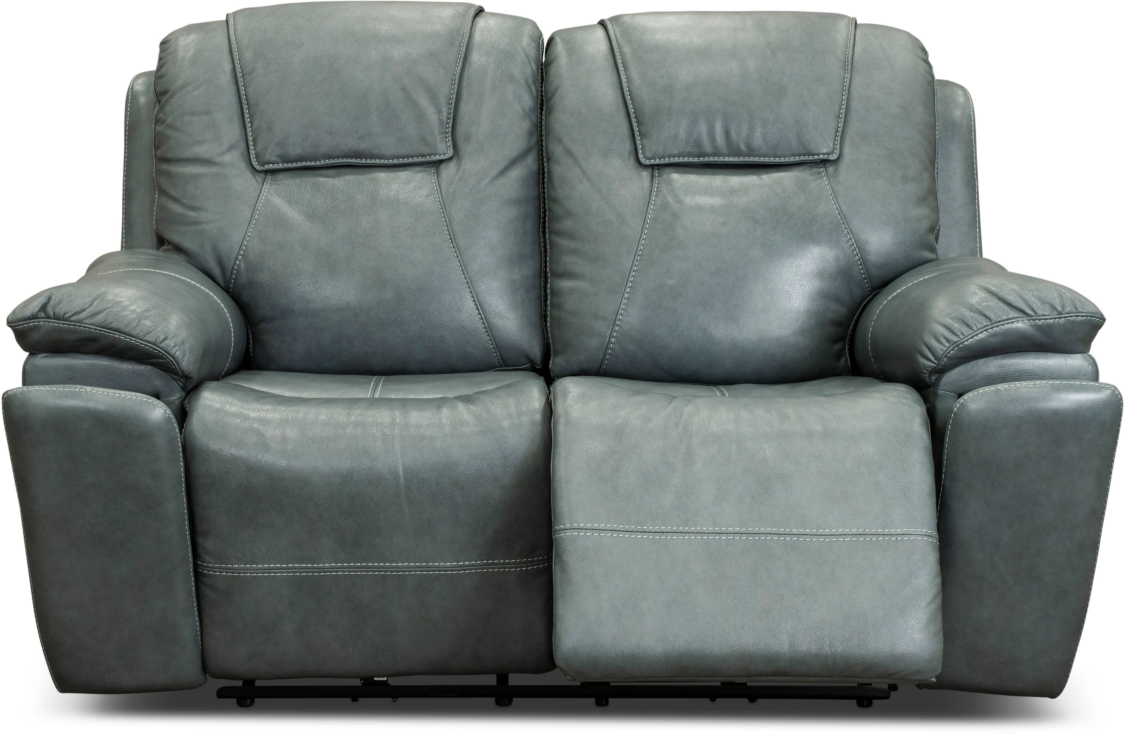 Chandler Blue Gray Power Reclining Loveseat with Hidden Cup Holders